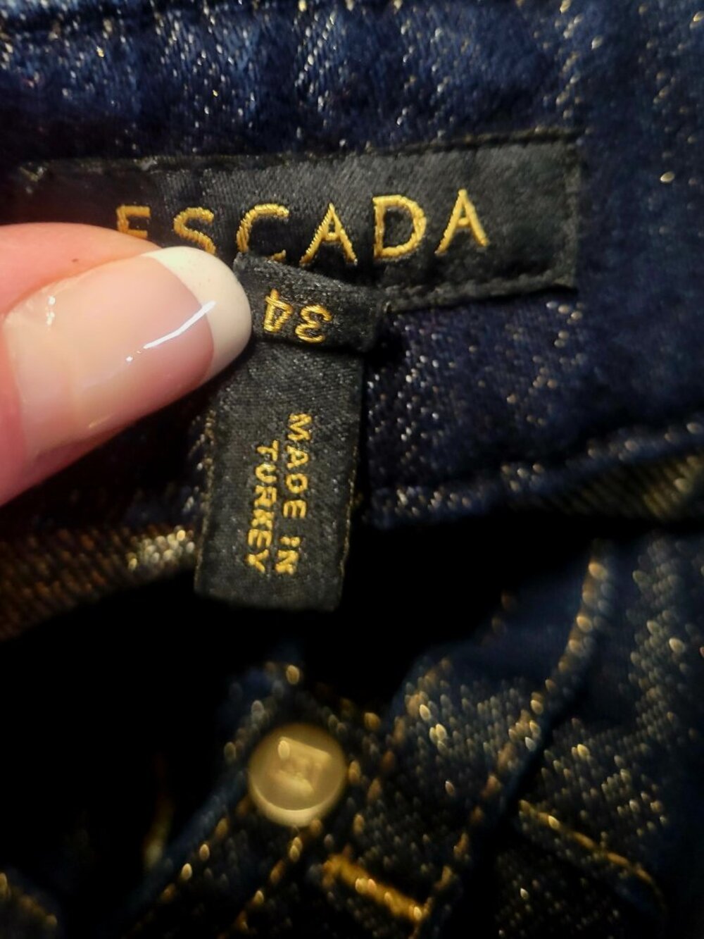 Escada Jeans with Gold Flecks